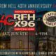 Poster advertising Radio From Hell 40th Anniversary Soirée with station logo, brick building background, and Caffè Molise logo; event details: Sat Jun 6, 6–9 PM, Kerry, Bill, Gina, and special guests.