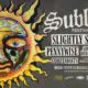 Poster for Sublime Festival with a fiery sun illustration and bold band lineup text: Slighlty Stoopid, Pennywise, Long Beach Dub All Stars, The Ataris, etc.