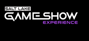 Salt Lake Game Show Experience logo in white and purple on a black background.