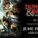 Dungeons & Dragons concert poster: fantasy-costumed performers on the left with instruments, and event details on the right for June 19–20, 2026 at Abravanel Hall.