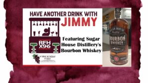 Post 04172026 - X96 Promotional poster for 'Have Another Drink with Jimmy' featuring Sugar House Distillery's Bourbon Whiskey, with a bottle image on the right.