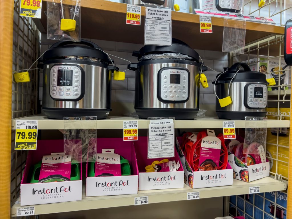 Black Friday | Angled close up of instant pots for sale inside a Smiths grocery store