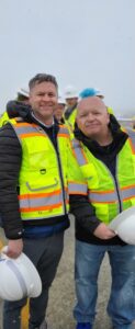 Todd Nuke'em poses with a UDOT employee at the West Davis Corridor