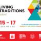 Festival banner for 40 Years Living Traditions, May 15–17 at Civic Center, with colorful geometric triangles and a crowd image in the background.