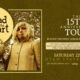 Poster for The Head and the Heart 15th Anniversary Tour with a masked man and blonde woman beside the logo against an olive background.