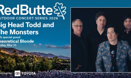 Promotional poster for Red Butte Outdoor Concert Series 2026 featuring Big Head Todd and The Monsters with special guest Theoretical Blonde, Sunday May 31 — Presented by Toyota.