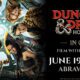 Dungeons & Dragons concert poster: fantasy-costumed performers on the left with instruments, and event details on the right for June 19–20, 2026 at Abravanel Hall.