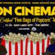 Promotional poster for ON CINEMA: The Certified ‘Five Bags of Popcorn’ Tour, showing two men seated with popcorn against a starry backdrop.