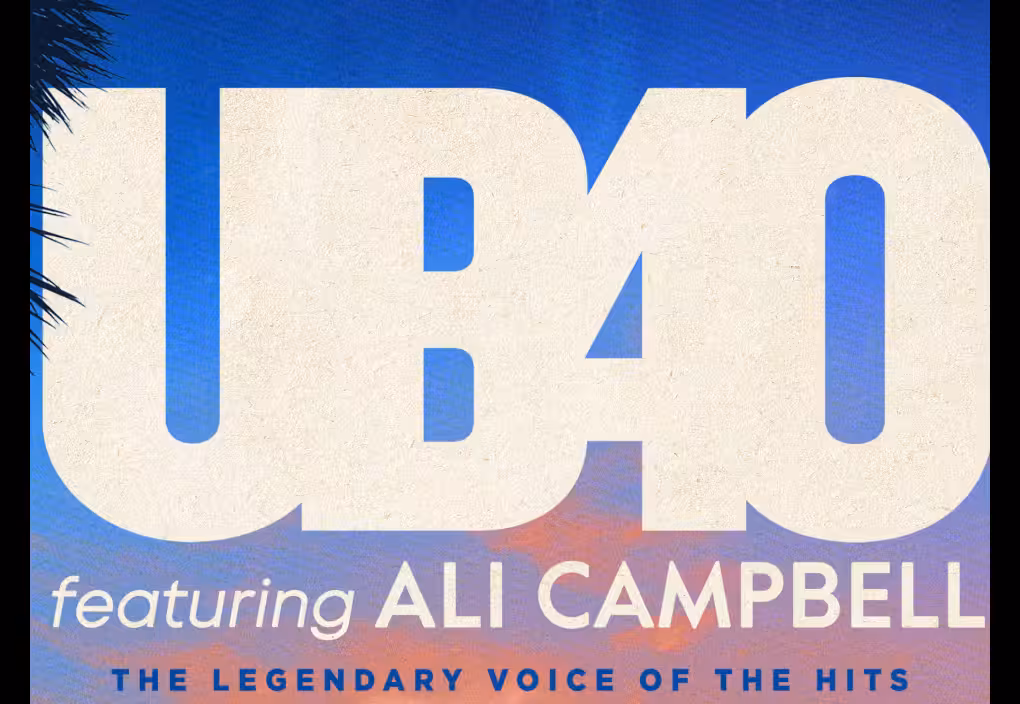 UB40 featuring Ali Campbell album cover art with large white UB40 text on a blue-purple gradient background.